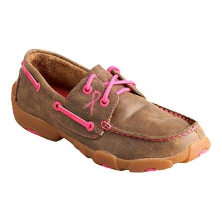 YDM0015 Twisted X Kid’s Driving Moccasins – Bomber/Neon Pink