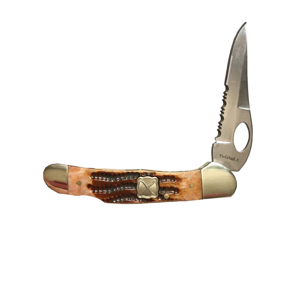 XK5007S Serrated Natural Bone Clip Knife