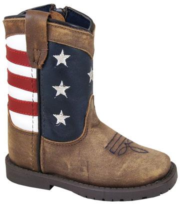3800 T Smoky Mountain Boots STARS AND STRIPES Distressed Brown Baby / Toddler Boot