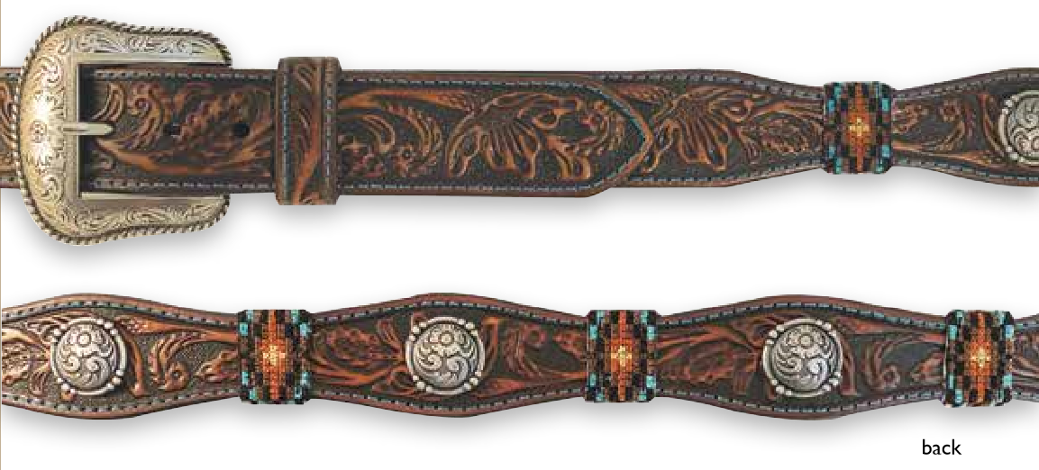 8628500 Roper by GEM-Dandy Men's Brown Leather Scalloped Belt