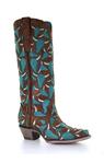 A3833 Corral Women's Full Skull Inlay Tan/Turquoise Boot