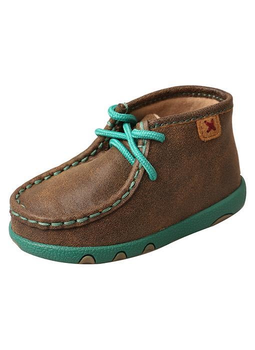 ICA0008 Twisted X Infant Driving Moccasins – Bomber/Turquoise