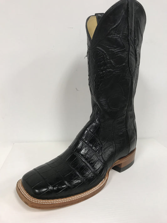 Q8706 Cowtown Black Smooth Gator Square Toe Boot