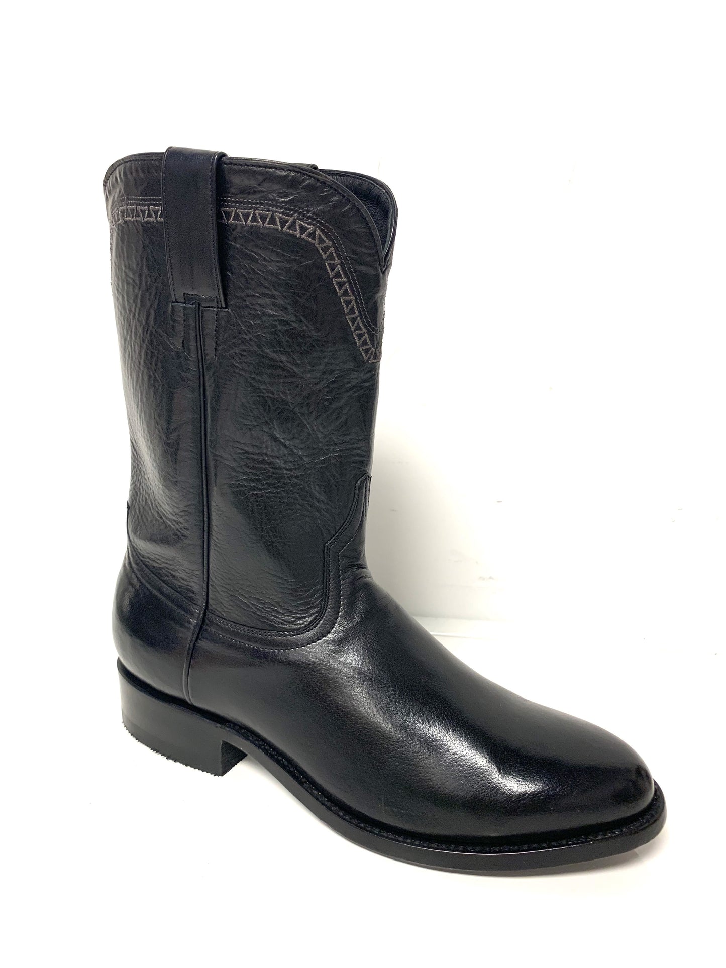 NOM006-2 Old Boot Factory Men's CHOCTAW Black Baby Buffalo Roper Boot