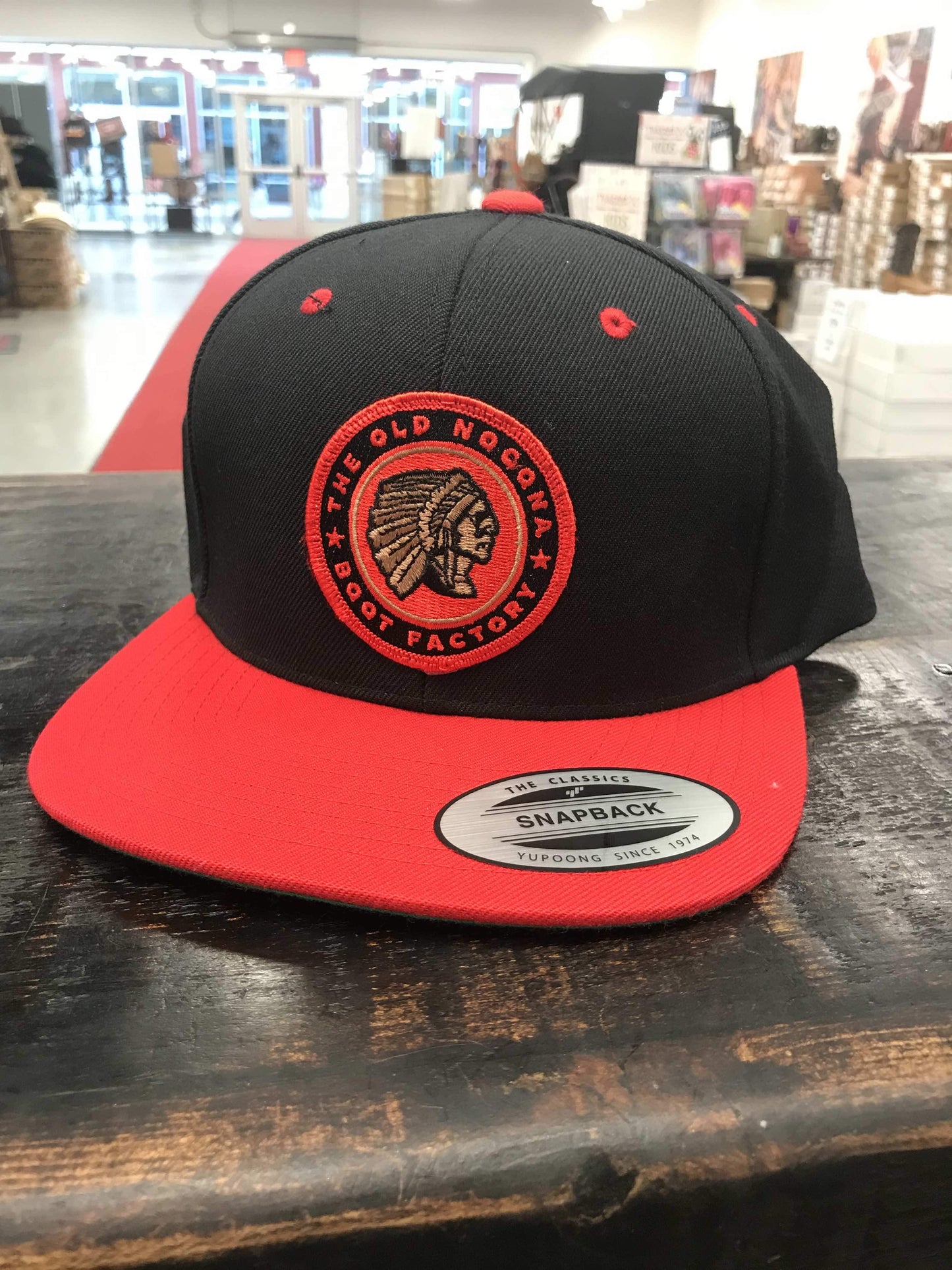 ONC2020 The Old Nocona Boot Factory Caps - RED/BLACK LOGO BADGE Flex Fit
