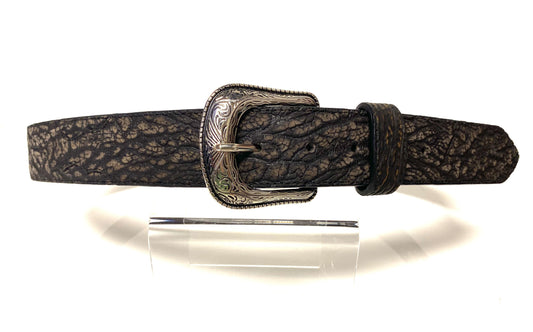 OLD1001 Old Boot Factory Leather Corteza Chocolate Exotic Print Belt