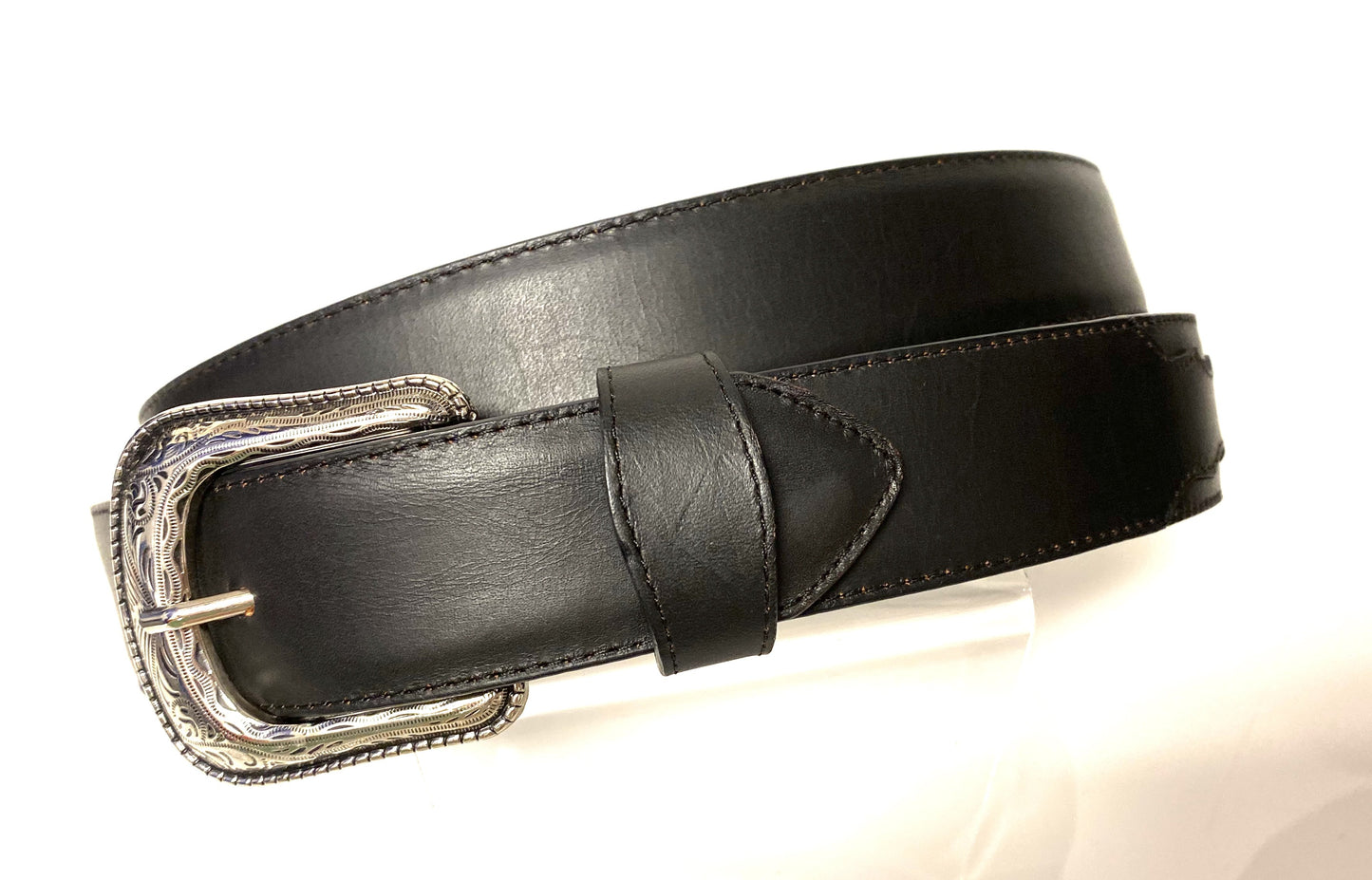 OLD1003 Old Boot Factory SHAWNEE Beige Black Leather Belt