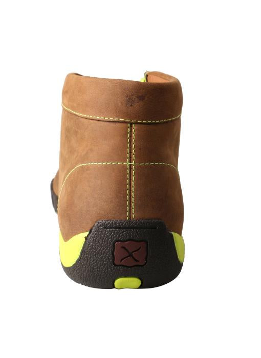 MDMST02 Twisted X Men’s Driving Moccasins – Distressed Saddle/Neon Yellow