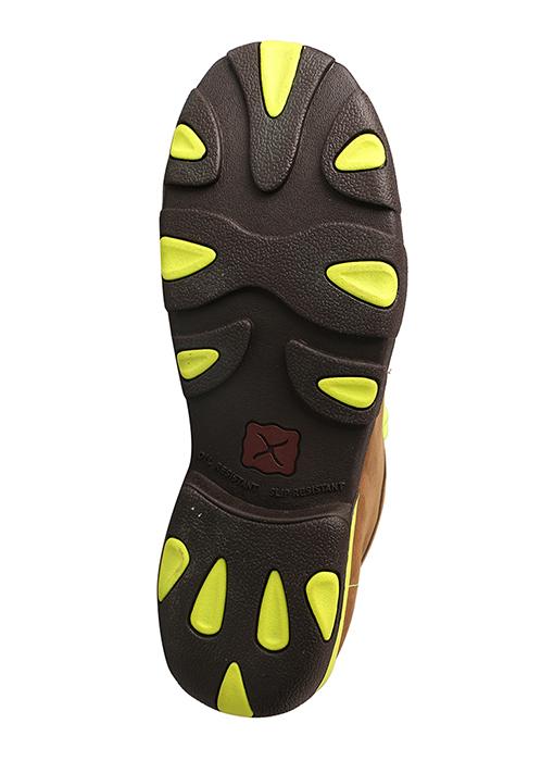 MDMST02 Twisted X Men’s Driving Moccasins – Distressed Saddle/Neon Yellow