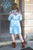 MH5002-CWDEN L&B Apparel Women's Denim Tiered COWHIDE Dress with Tassel Ties