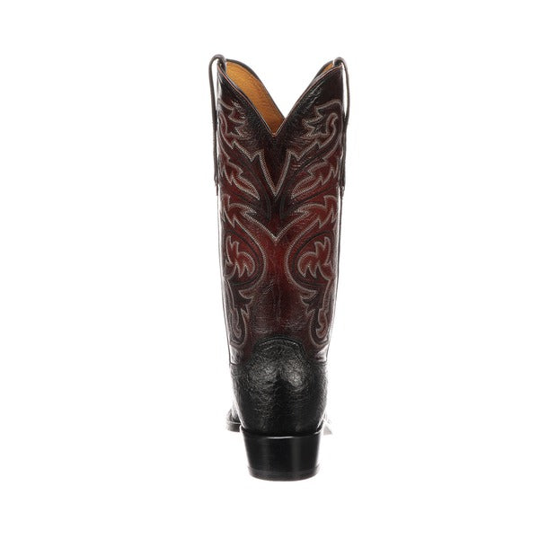 N1150.74 Lucchese Men's NATHAN Black Smooth Quill Ostrich Boot