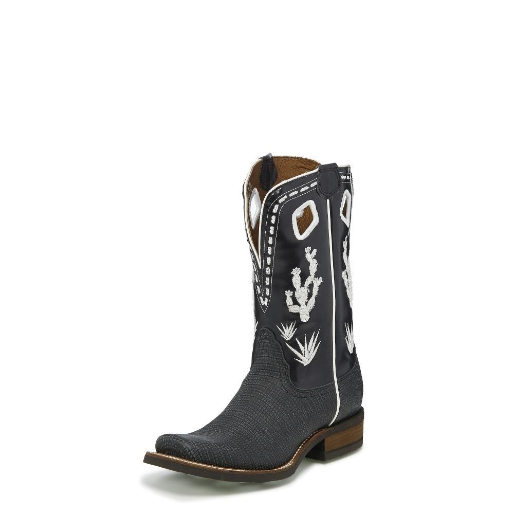 NL5404 Nocona Boots Women's BLACK NUBUK LIZARD 11" Cactus Toga Square Toe Boot