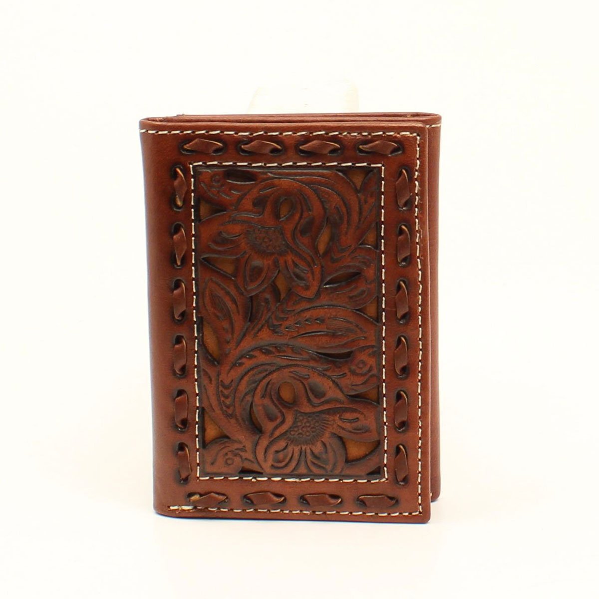 N500002208 Nocona Leather Goods TRIFOLD WALLET Floral Pierced Wallet