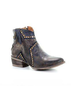 Q5025 Circle G Women's Blue Star Inlay & Studs Ankle Boots
