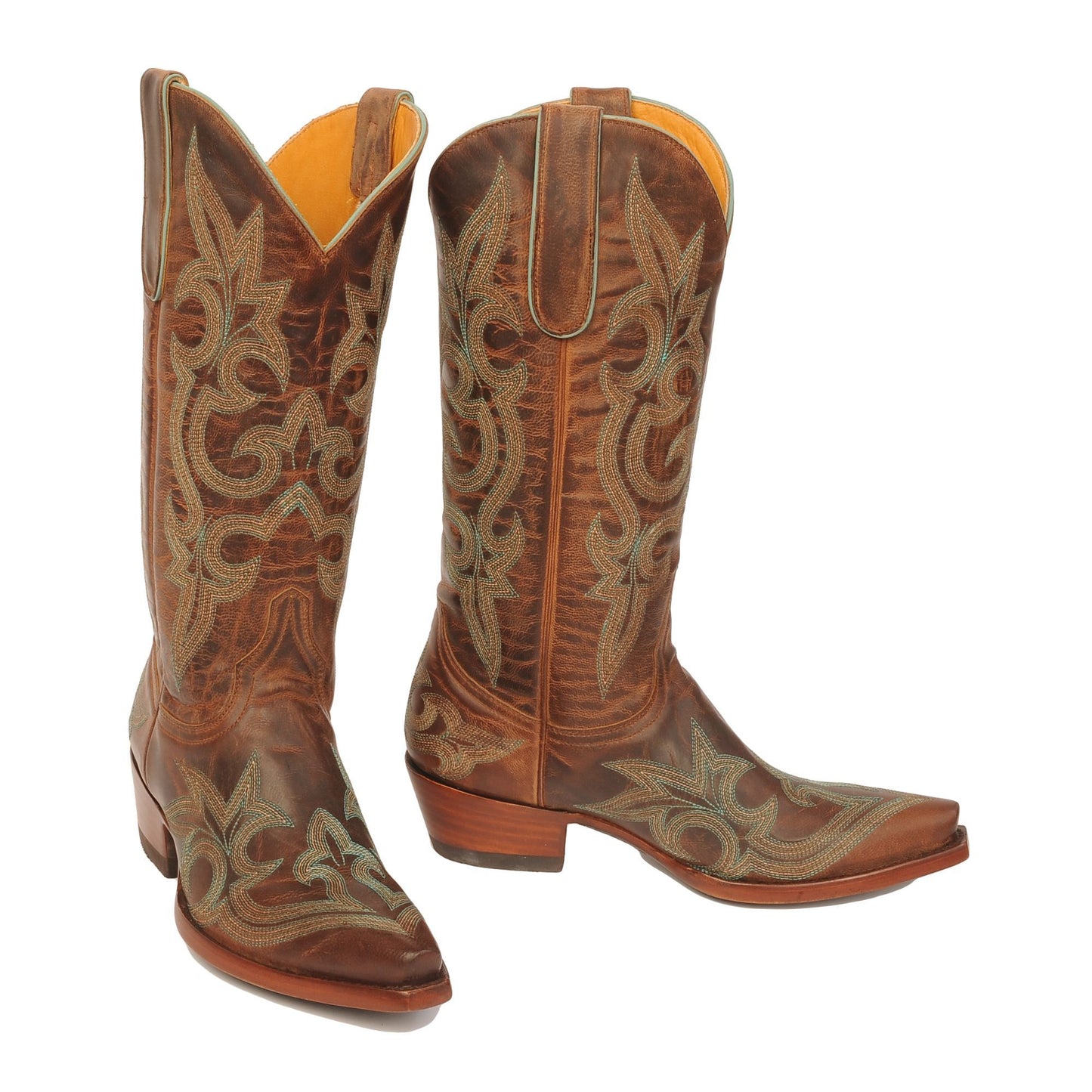 L113-13 Old Gringo Women's DIEGO Brass with Turquoise Stitching Snip Toe Boot