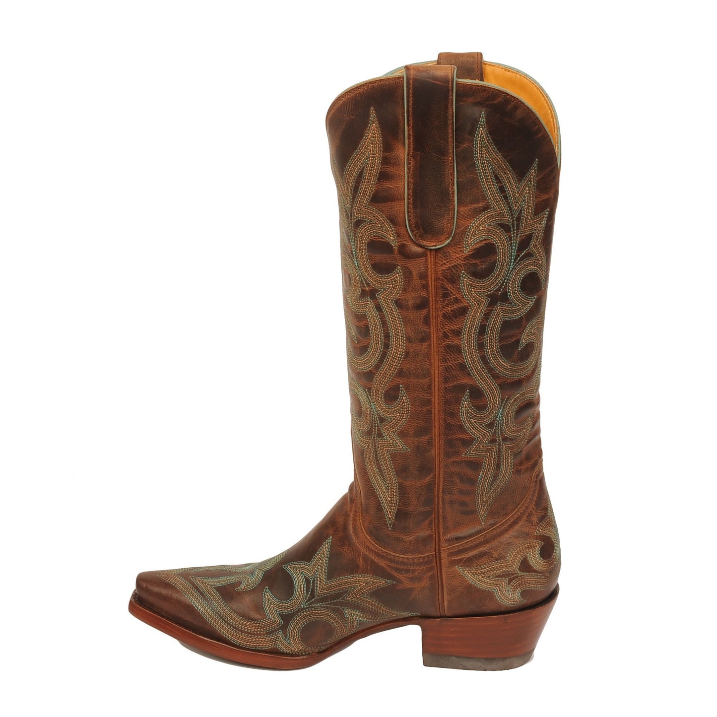 L113-13 Old Gringo Women's DIEGO Brass with Turquoise Stitching Snip Toe Boot