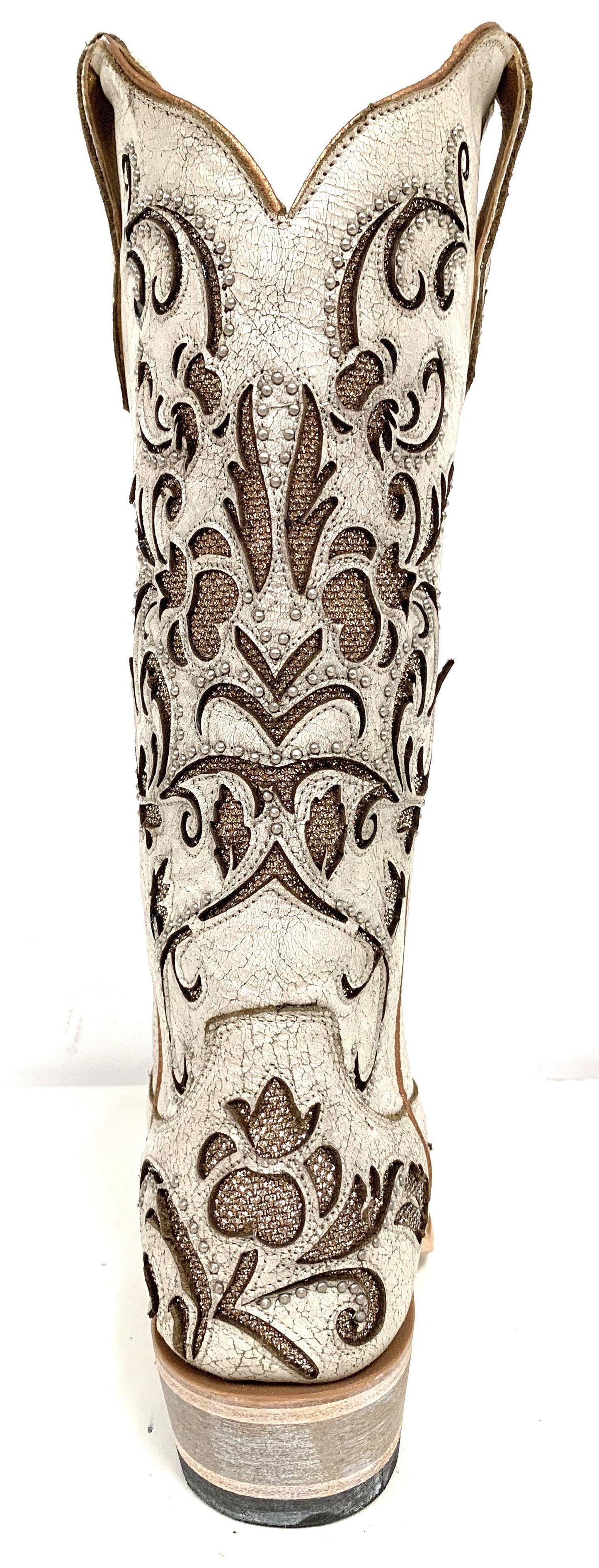 NOL011-1 Old Boot Factory Women's FLORENCE White Crackle Boot